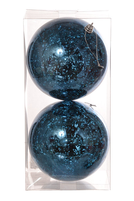 150Mm Shiny Ball Mercury Ornament (Dark Blue) Pkg/2