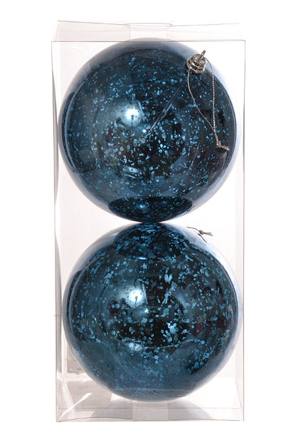 150Mm Shiny Ball Mercury Ornament (Dark Blue) Pkg/2