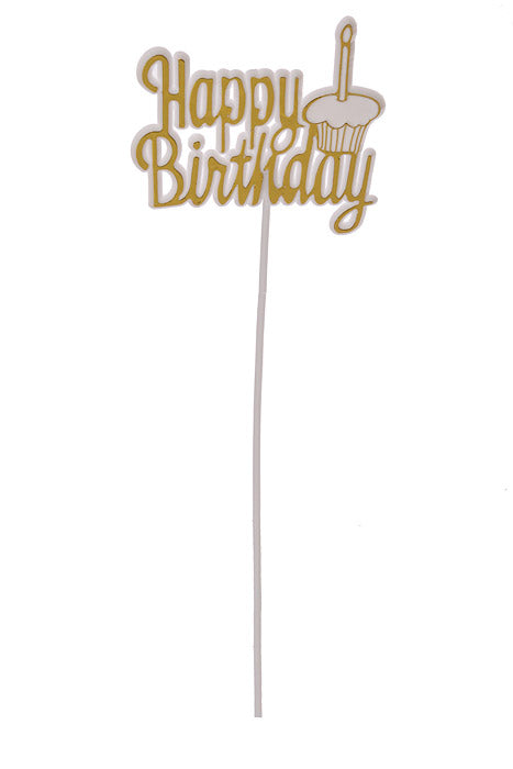 12" Happy Birthday With Candle Pick Gold/White Pkg/12