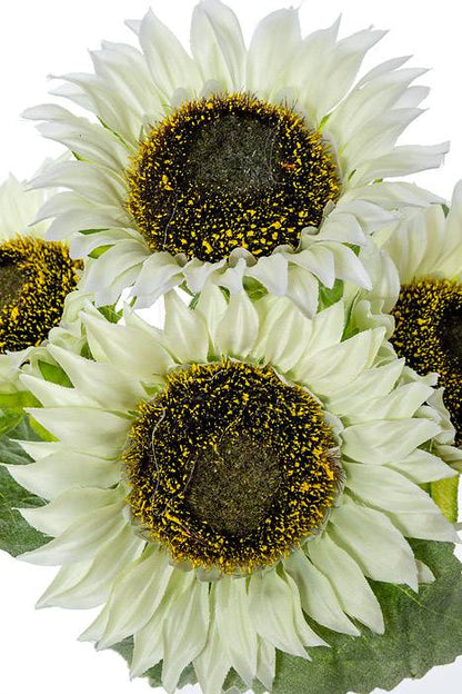 11" Silk Sunflower Bush Cream x 4