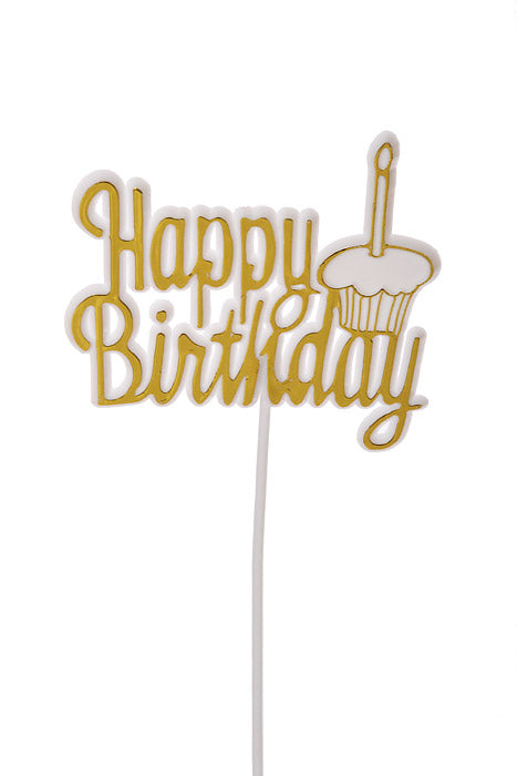 12" Happy Birthday With Candle Pick Gold/White Pkg/12