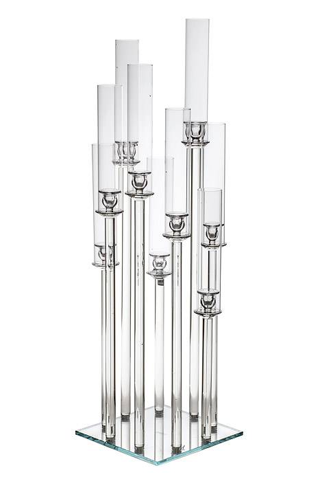 9-lite Glass Candle Holder Stand Clear