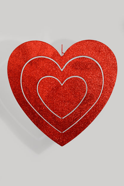 27" Foam Board 3 Layer Heart Shape Red Glitter