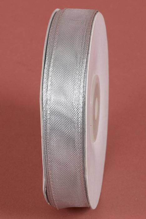 5/8" X 25yds Organza Metallic Wired Ribbon Silver