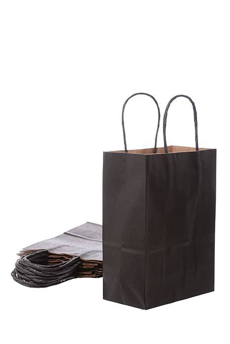 6" X 8.25" X 3" Kraft Shopping Bag Black Pkg/12