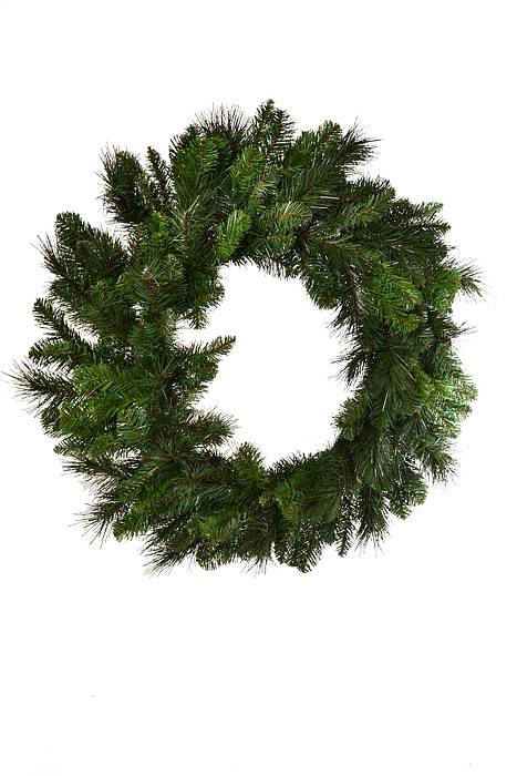 30" Deluxe Evergreen Double Wreath Green