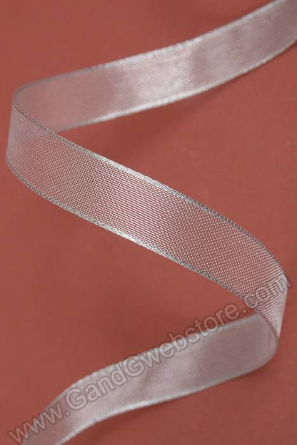 5/8" X 25yds Organza Metallic Wired Ribbon Silver
