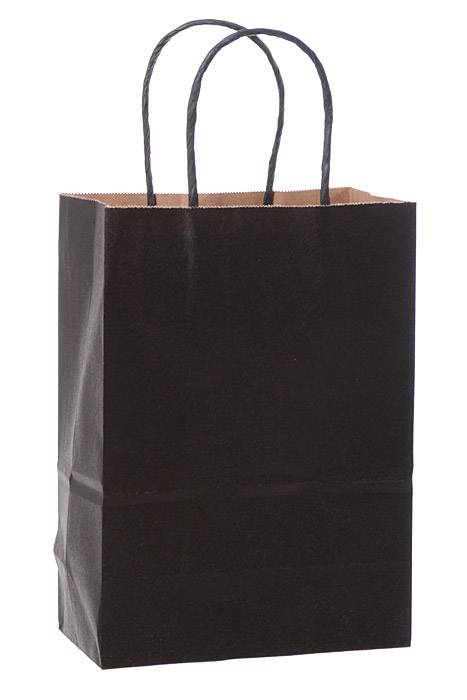 6" X 8.25" X 3" Kraft Shopping Bag Black Pkg/12