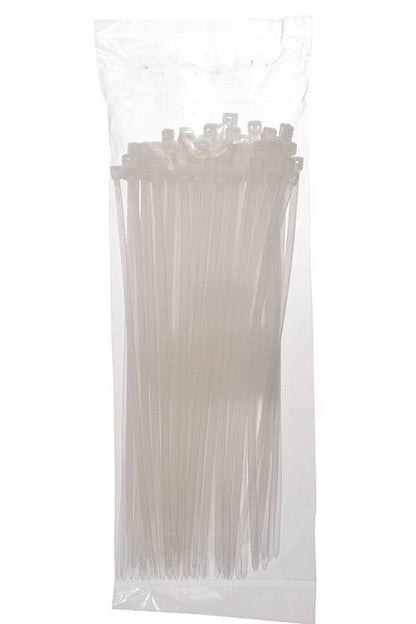 4 x 200MM Plastic Locking Ties White Pkg/100