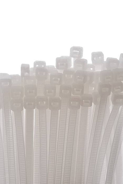 4 x 200MM Plastic Locking Ties White Pkg/100