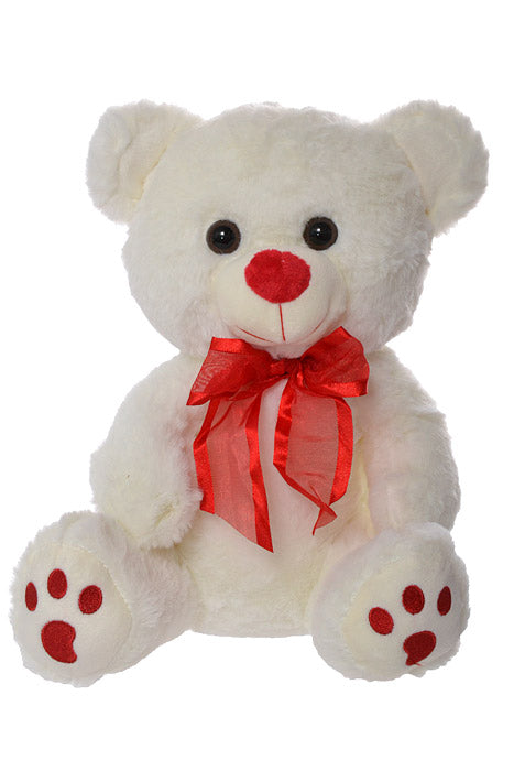12" Bear With Bow Cream