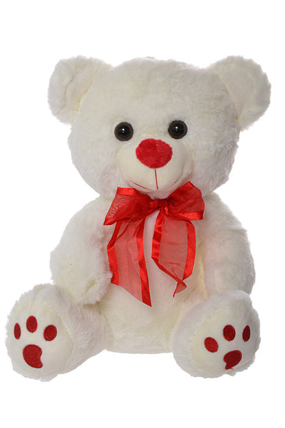 12" Bear With Bow Cream