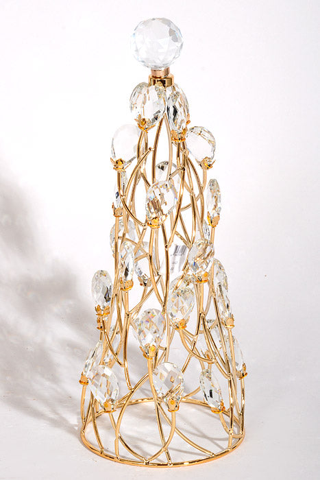 5.25&quot; x 13.5&quot; Jeweled Cone Tree Gold/Clear