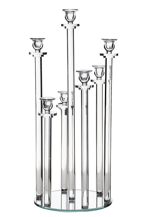 7-lite Glass Candle Holder Stand Clear
