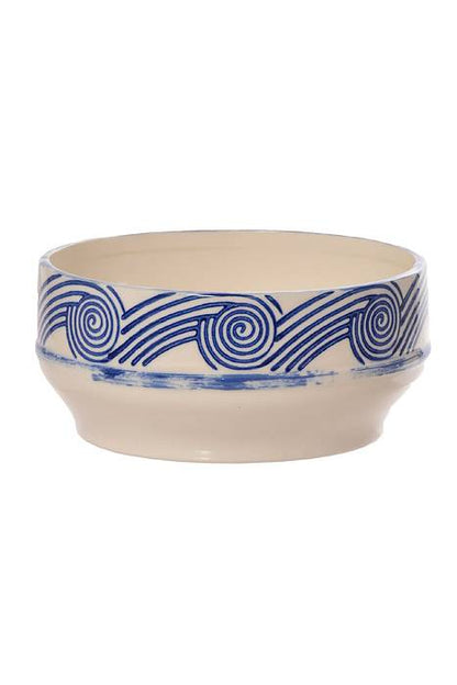 6.25" X 2.75" Wave Bowl White/blue