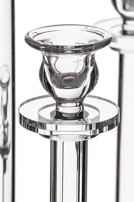 7-lite Glass Candle Holder Stand Clear