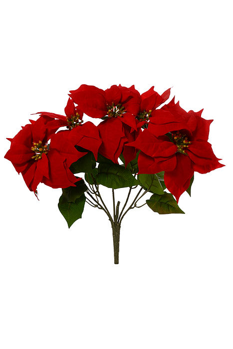 24" Velvet Poinsettia Bush Red