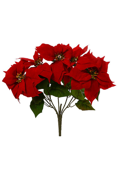 15" Velvet Poinsettia Bush Red