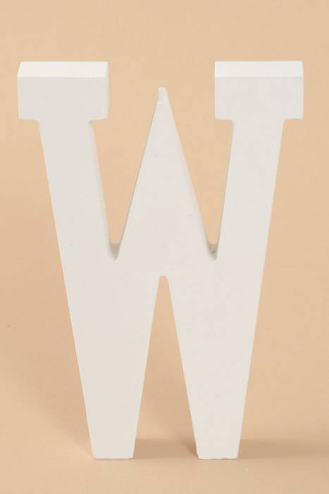 8" Wooden Letter W White