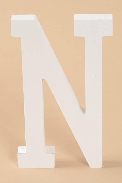 8" Wooden Letter N White
