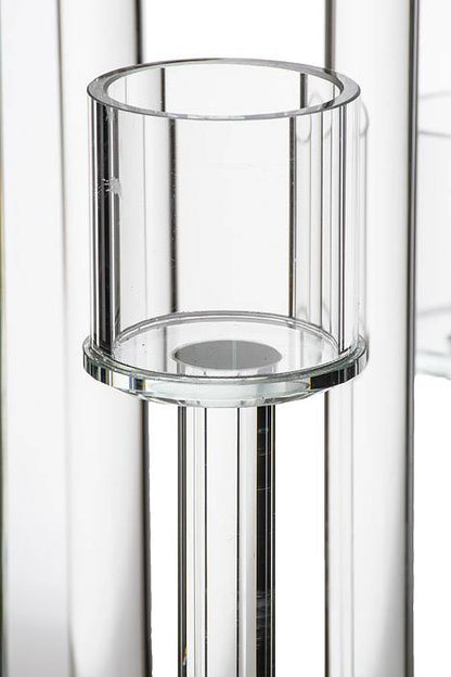 7-lite Glass Candle Holder Stand Clear