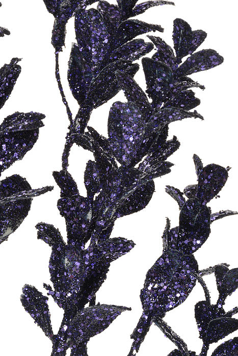 21" Glittered Mini Boxwood Spray Purple