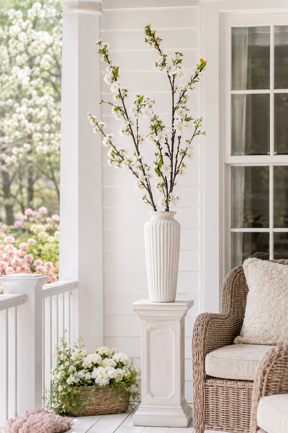 45" Silk Cherry Blossom Spray White