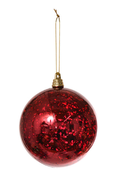 100Mm Vertical Stripe Ball Ornament Mercury (Burgundy) Pkg/4