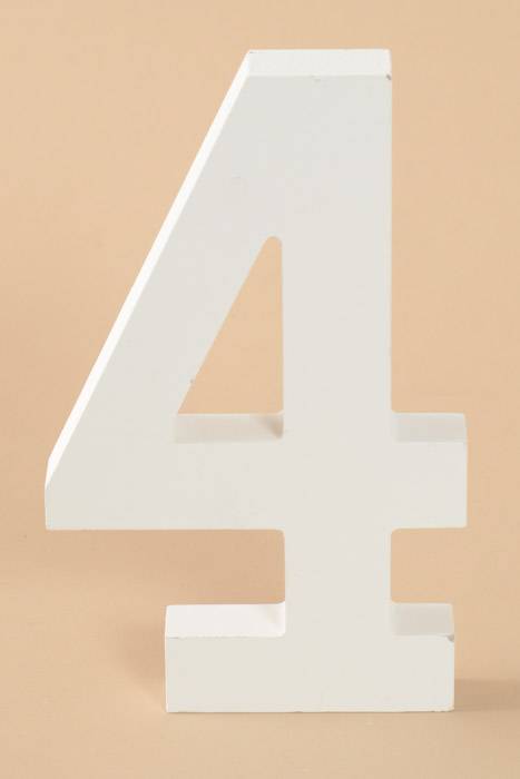 8" Wooden Number 4 White