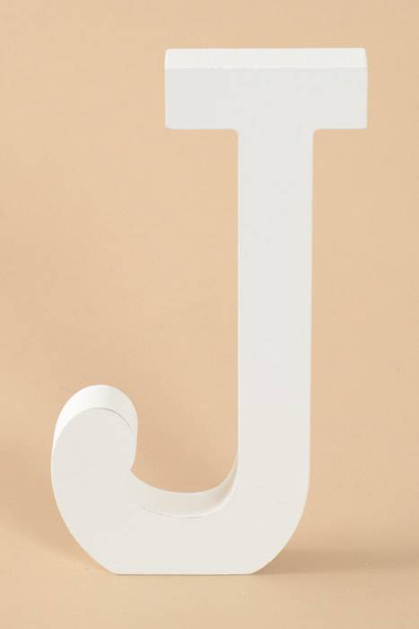 8" Wooden Letter J White