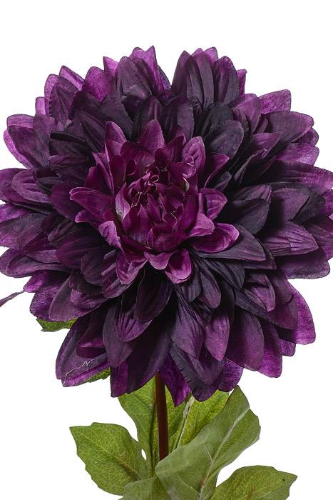 25.5&quot; Silk Dinner Plate Dahlia Spray Eggplant