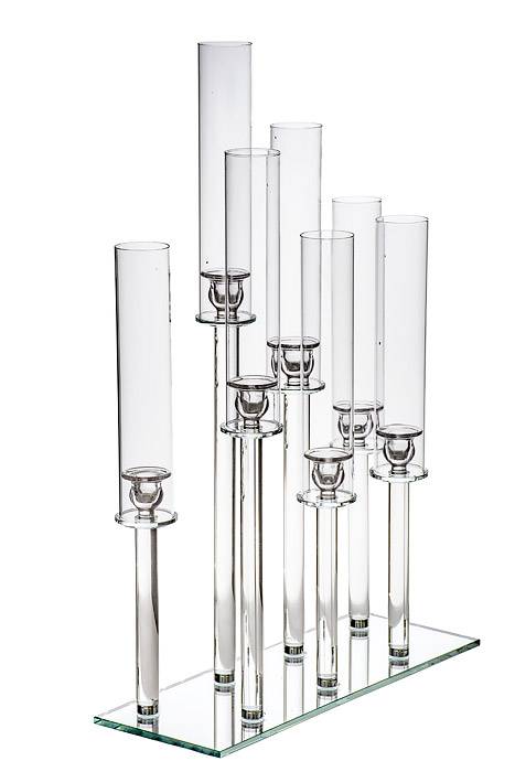 7-lite Glass Candle Holder Stand Clear