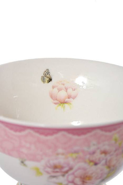 Tea Cup w/ Saucer Two/tone Pink Trim Set/6