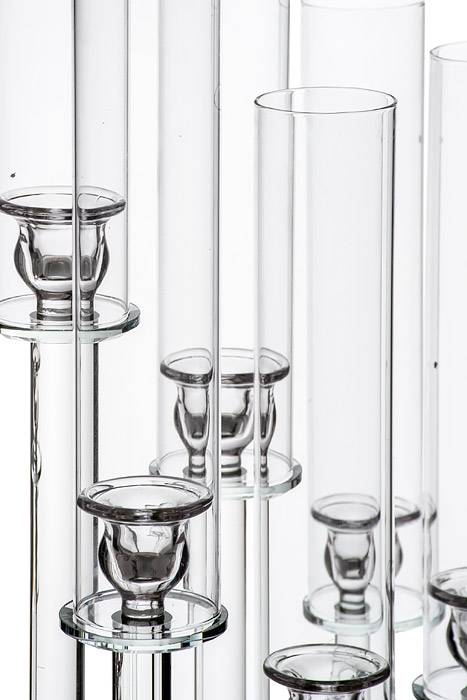 7-lite Glass Candle Holder Stand Clear