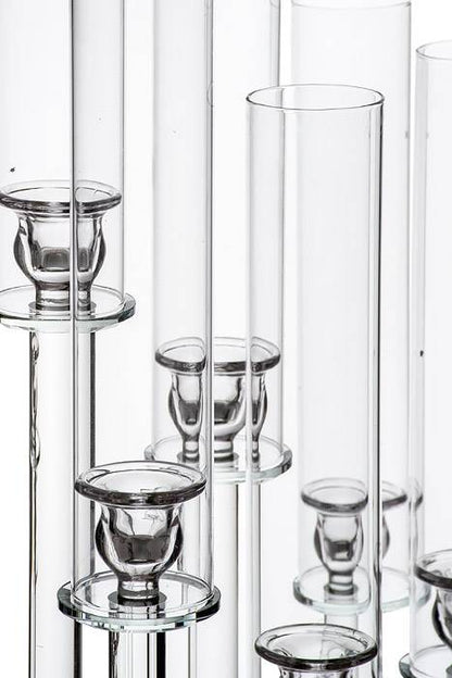 7-lite Glass Candle Holder Stand Clear