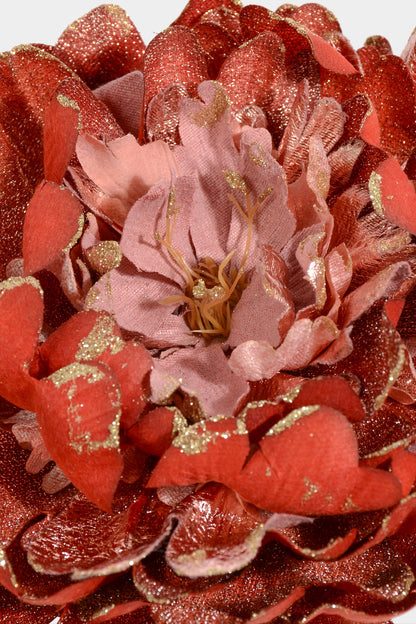 8" Shimmer Peony W/ Clip Pink/Brick