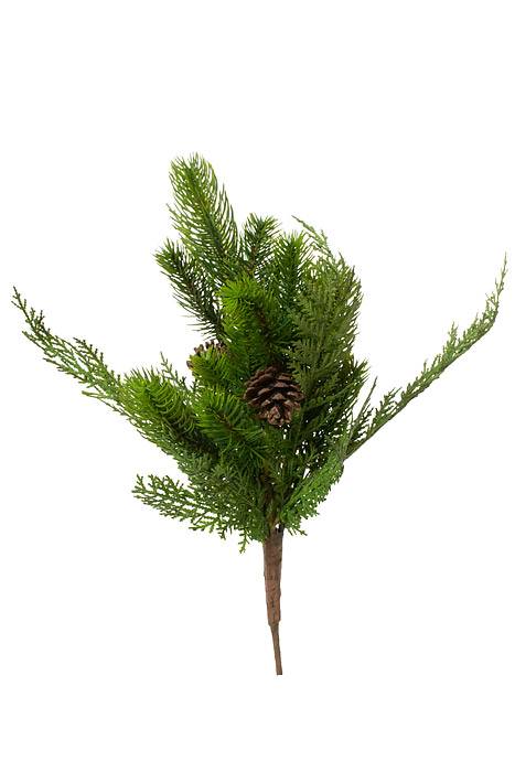 17" Pine/cone Cedar Bush Green