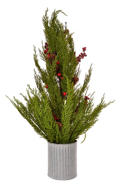 32" Pine With Tin Pot Green