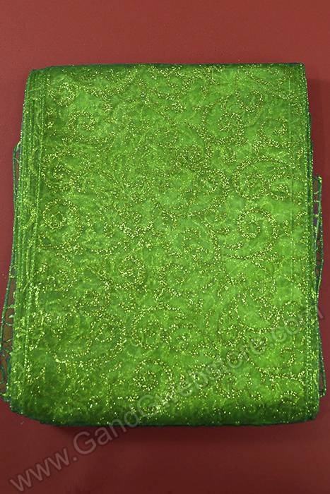 9" X 10ft Sparkle Swirl Organza Apple Green Pkg/6