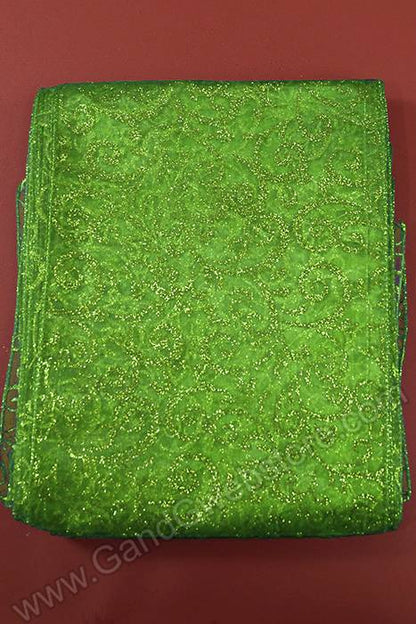 9" X 10ft Sparkle Swirl Organza Apple Green Pkg/6