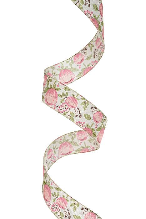 1.5" x 50Yds Wired Linen Peony Ribbon Ivory/Blush