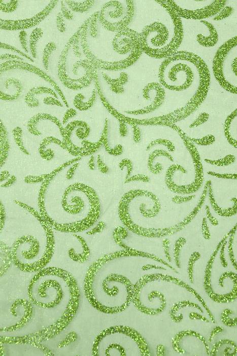 9" X 10ft Sparkle Swirl Organza Apple Green Pkg/6