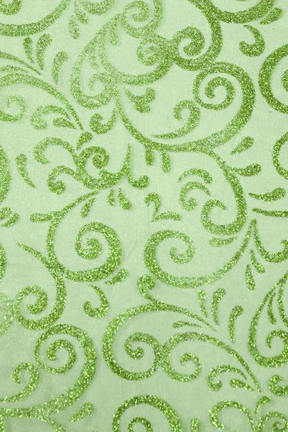 9" X 10ft Sparkle Swirl Organza Apple Green Pkg/6