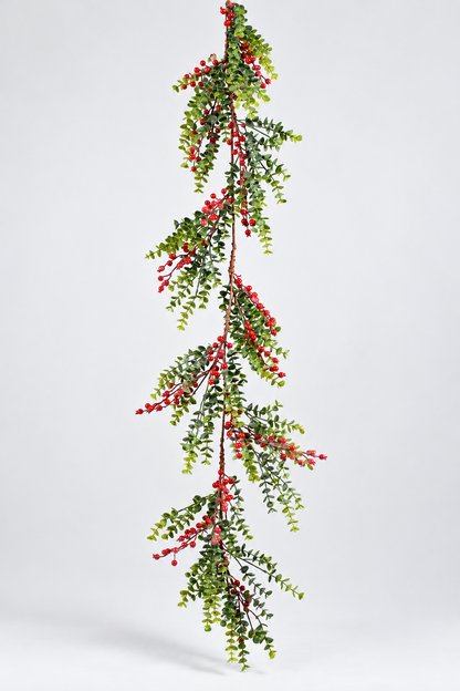5Ft Frosted Berry/Eucalyptus Garland Red/Green