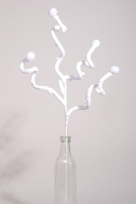 23" Fluffy Curly Stem White