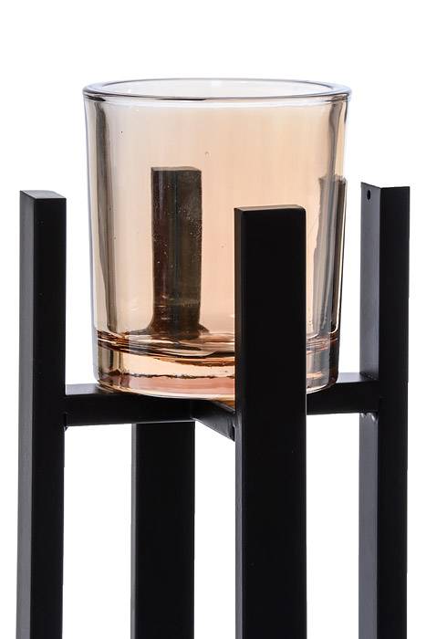 11.5&quot; Metal Candle Holder W/glass
