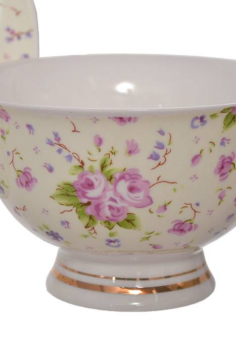 Tea Cup w/ Saucer Eggshell/Purple/Pink Set/6