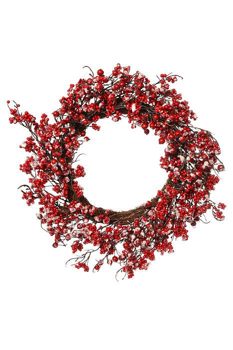 24" Snow Berry Wreath Red