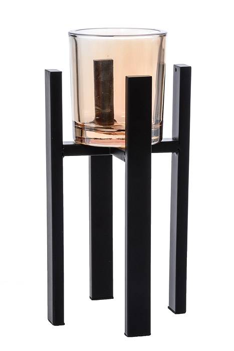 9.5&quot; Metal Candle Holder W/glass