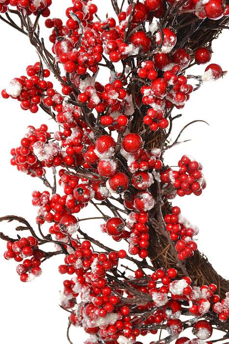 24" Snow Berry Wreath Red